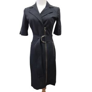 Donna Degnan Dress Womens 4 Black Belted Pockets